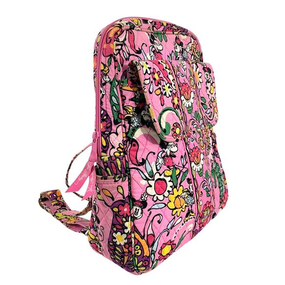 Disney Vera Bradley Mousing Around Mickey Minnie Flap Backpack Pink Floral - Picture 2 of 15